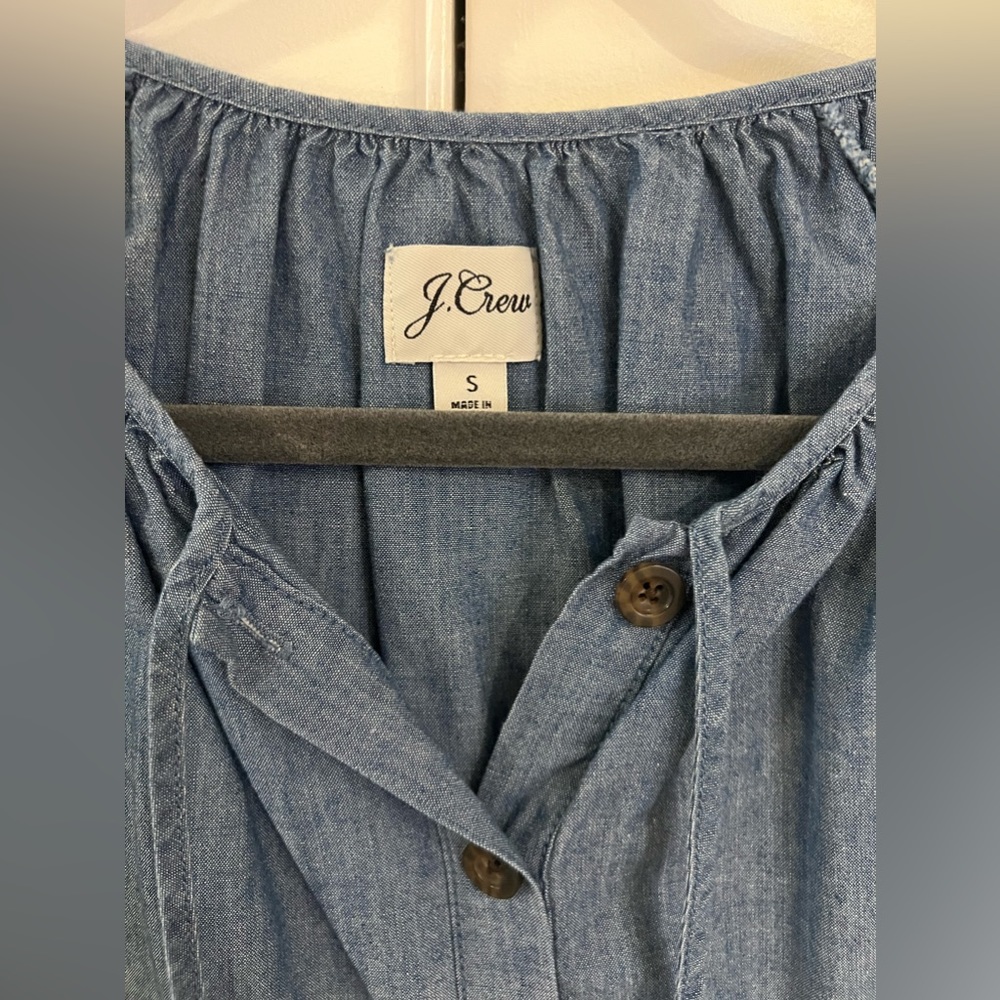 J. Crew Tie-sleeve button-front chambray top - Picture 4 of 6